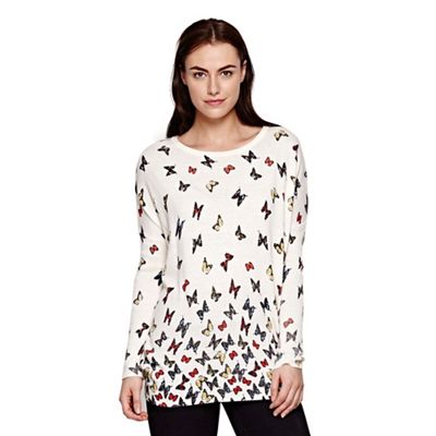 Yumi Cream Butterfly Knitted Jumper